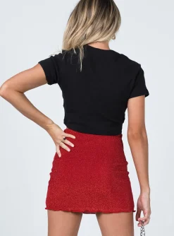 Princess Polly Kailani Lurex Ring Mini Skirt  Red Sale