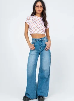 Princess Polly Kaisen Top Check  Multi Clearance