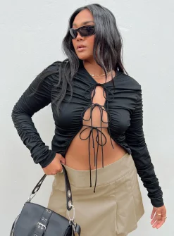 Princess Polly Kalifornia Tie Top  Onyx Online