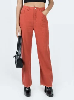 Princess Polly Kalinda Denim Jeans  Red New