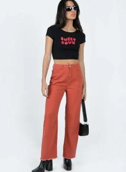 Princess Polly Kalinda Denim Jeans  Red New