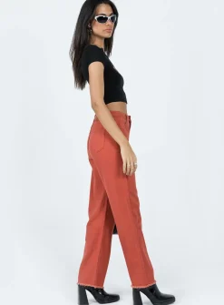 Princess Polly Kalinda Denim Jeans  Red New