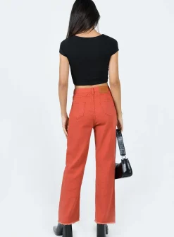 Princess Polly Kalinda Denim Jeans  Red New