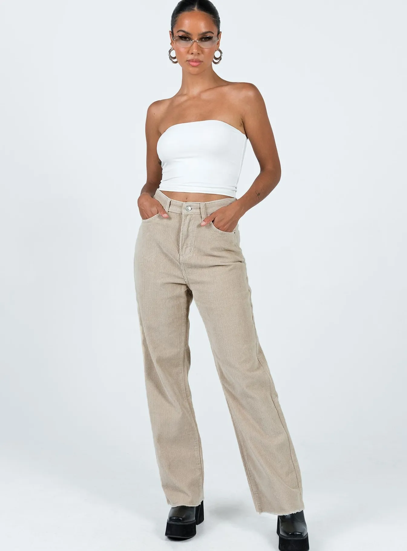 Princess Polly Kalinda Jeanscord Beige Best Sale