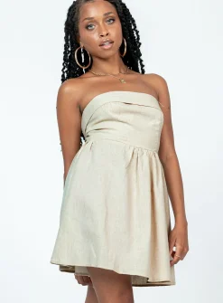 Princess Polly Kallie Mini Dress  Beige Store