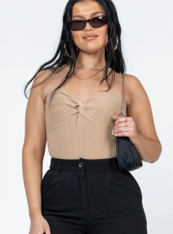 Princess Polly Kallista Bodysuit  Beige Flash Sale