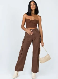 Princess Polly Kallista Top Brown Sale