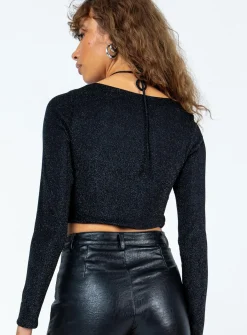 Princess Polly Kamilah Long Sleeve Top Black New