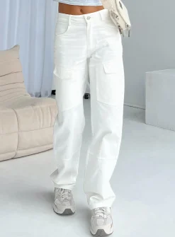 Princess Polly Kapala Cargo Jeans  White Shop