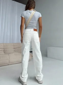 Princess Polly Kapala Cargo Jeans  White Shop