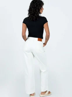 Princess Polly Karana Slouch Jeans  Ivory Clearance