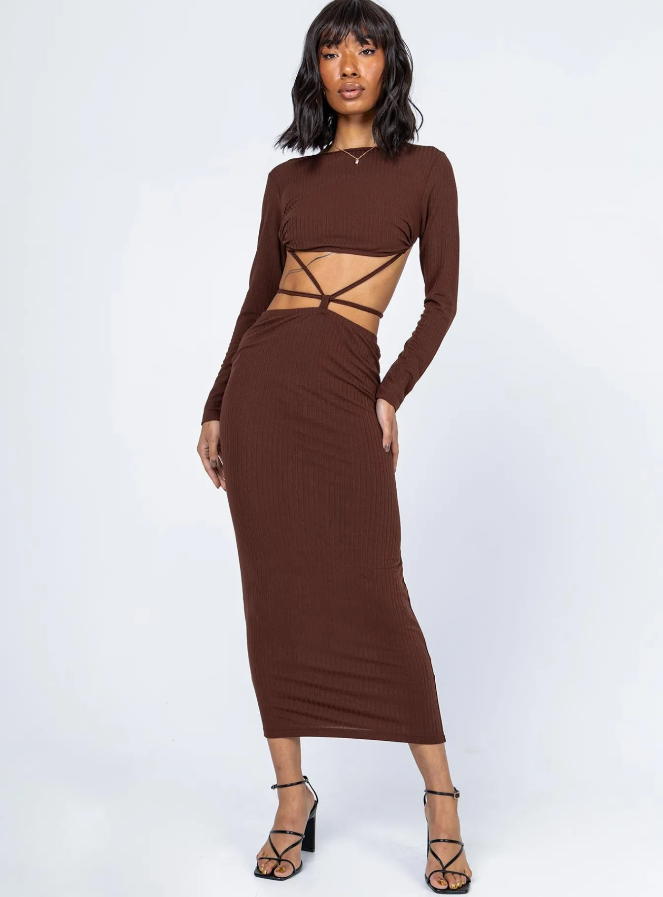 Princess Polly Kari Midi Dress Brown Shop