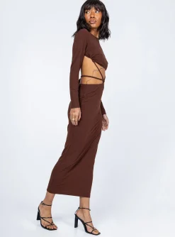 Princess Polly Kari Midi Dress Brown Shop