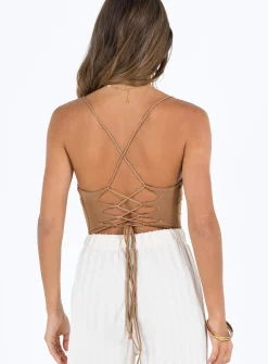 Princess Polly Karlah Bodysuit  Beige Clearance