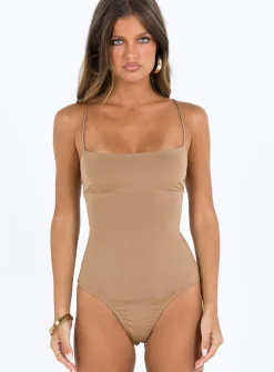 Princess Polly Karlah Bodysuit  Beige Clearance