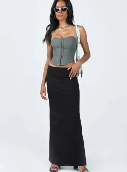 Princess Polly Karley Low Waist Maxi Skirt Black Discount