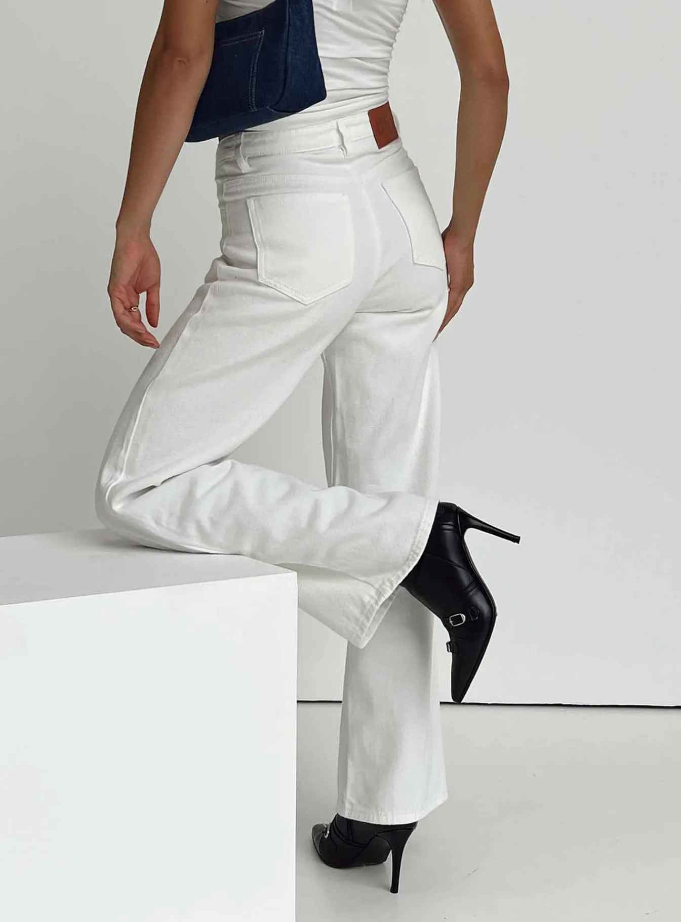 Princess Polly Karol V-Waist Jeansdenim White Online