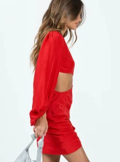 Princess Polly Karter Mini Dress  Red Store