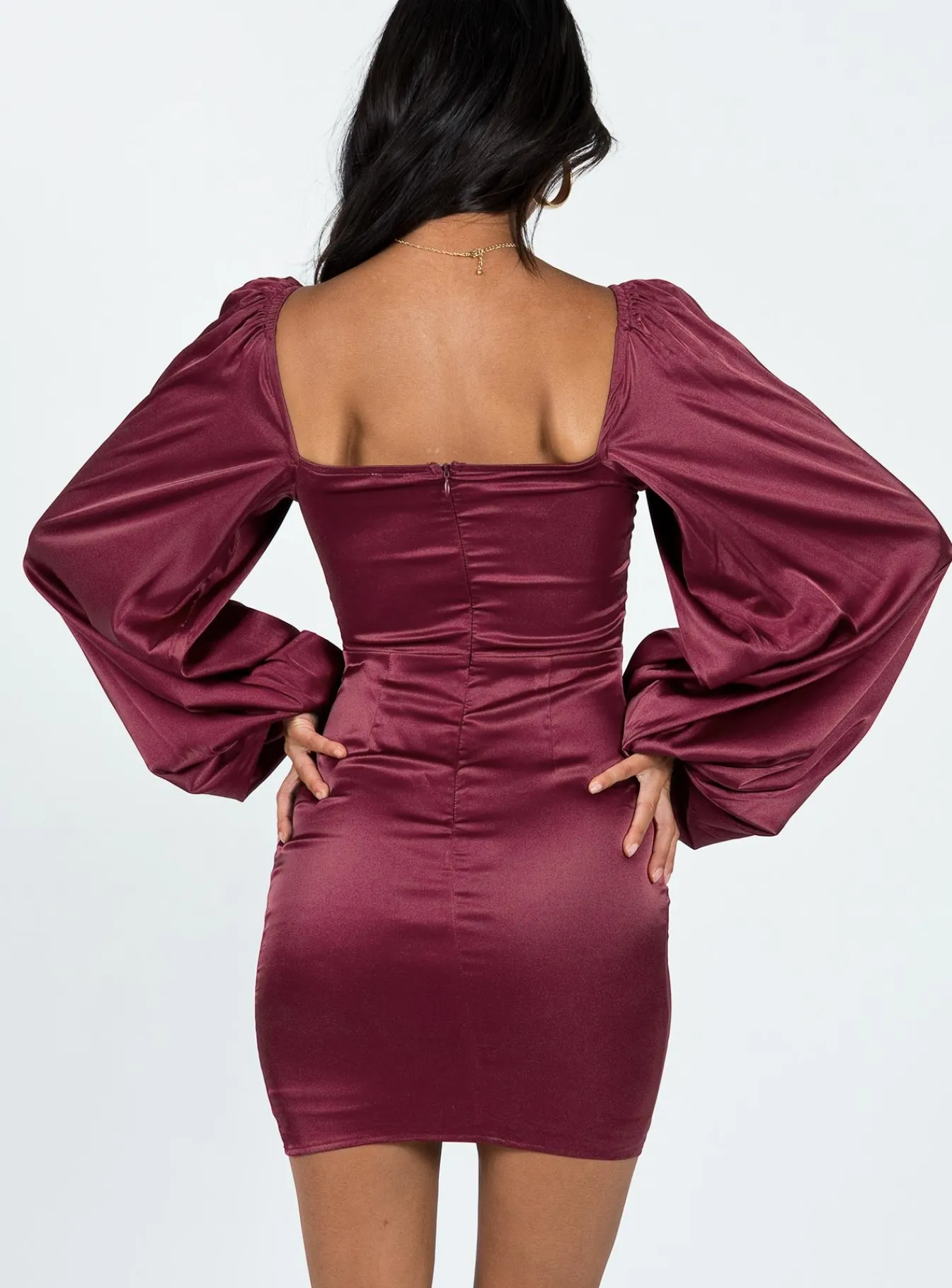 Princess Polly Karuah Long Sleeve Mini Dress Burgundy Hot