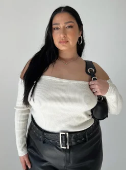 Princess Polly Katandra Off Shoulder Topcurve   Ivory Outlet