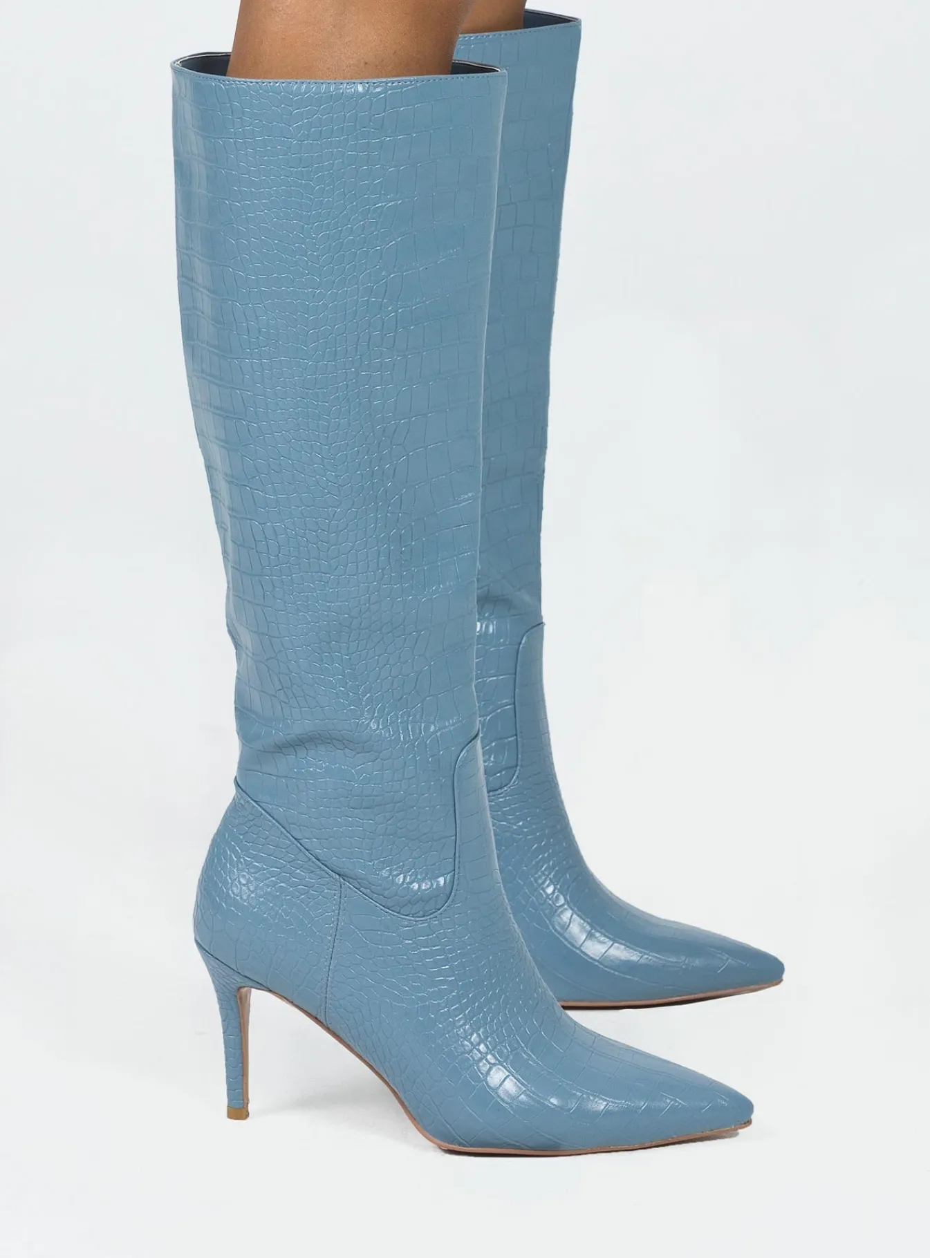 Princess Polly Kathleen Knee High Boot Blue Cheap