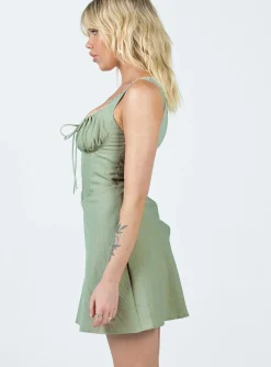 Princess Polly Kavey Mini Dress  Sage Discount