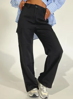 Princess Polly Kaydence Cargo Pants  Black Discount
