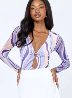 Princess Polly Kaylee Long Sleeve Bodysuit  Purple Shop
