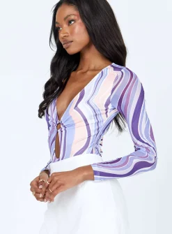 Princess Polly Kaylee Long Sleeve Bodysuit  Purple Shop