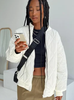 Princess Polly Keean Quilted Jacket  Cream Online