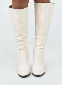 Princess Polly Keeley Boots Vanilla   Cream Best Sale