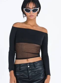 Princess Polly Keeley Off The Shoulder Top Black Best
