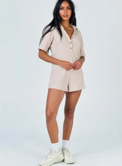 Princess Polly Kegan Romper  Beige Store