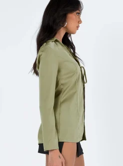 Princess Polly Kemble Shirt Green Best Sale