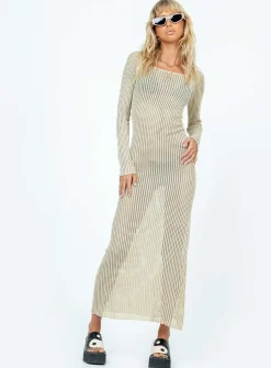 Princess Polly Kendor Long Sleeve Maxi Dress Beige Best Sale