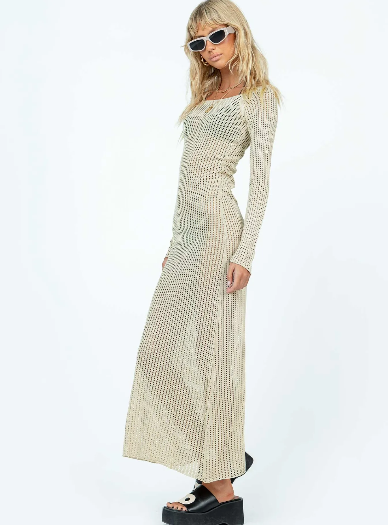Princess Polly Kendor Long Sleeve Maxi Dress Beige Best Sale