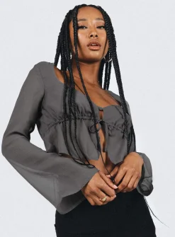 Princess Polly Kenney Long Sleeve Top  Grey Store