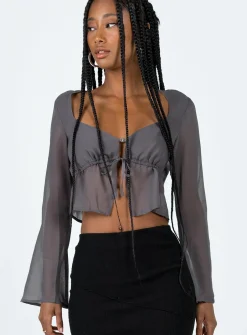 Princess Polly Kenney Long Sleeve Top  Grey Store