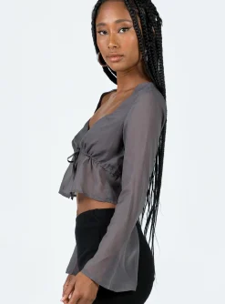 Princess Polly Kenney Long Sleeve Top  Grey Store