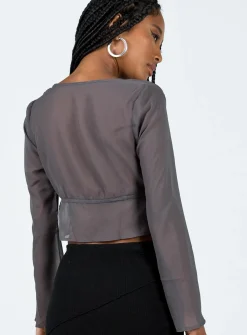 Princess Polly Kenney Long Sleeve Top  Grey Store