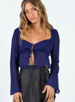Princess Polly Kenney Long Sleeve Top  Blue Hot