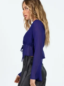 Princess Polly Kenney Long Sleeve Top  Blue Hot