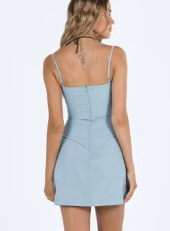 Princess Polly Kenzie Mini Dress  Dusty Blue New