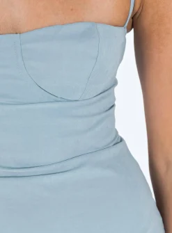 Princess Polly Kenzie Mini Dress  Dusty Blue New