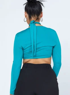 Princess Polly Keri Long Sleeve Top  Teal Outlet