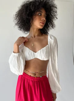 Princess Polly Kerry Long Sleeve Top  White Cheap