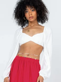 Princess Polly Kerry Long Sleeve Top  White Cheap