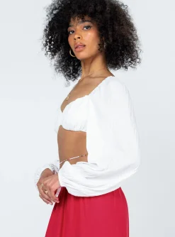 Princess Polly Kerry Long Sleeve Top  White Cheap