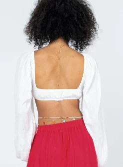 Princess Polly Kerry Long Sleeve Top  White Cheap