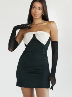 Princess Polly Kesy Bow Tie Mini Dress  Black Flash Sale